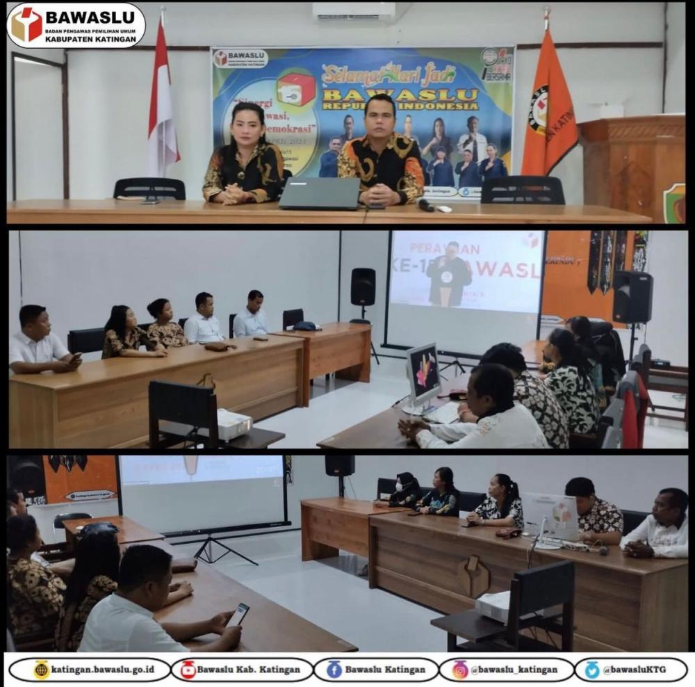 Via Zoom Bawaslu Katingan mengikuti Perayaan Ulang Tahun Bawaslu RI ke-15