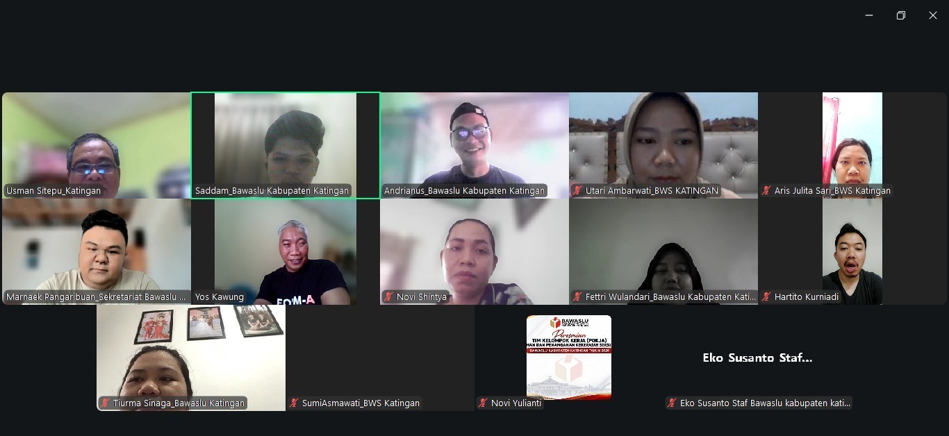 Jajaran Bawaslu Kabupaten Katingan mengikuti diskusi daring bertajuk “Bawaslu Bedah Teknis Pemberian Keterangan di Mahkamah Konstitusi” melalui Zoom Meeting. Kegiatan tersebut membahas teknis pemberian keterangan di Mahkamah Konstitusi serta penguatan pemahaman jajaran dalam mempersiapkan fakta, dokumen, dan bukti hasil pengawasan.