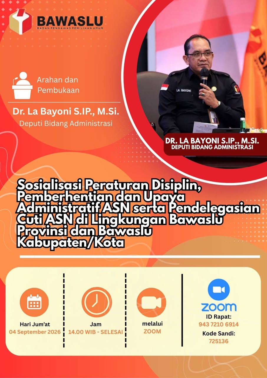 Bawaslu Katingan Ikuti Sosialisasi Disiplin dan Cuti ASN oleh Sekretariat Jenderal Bawaslu RI